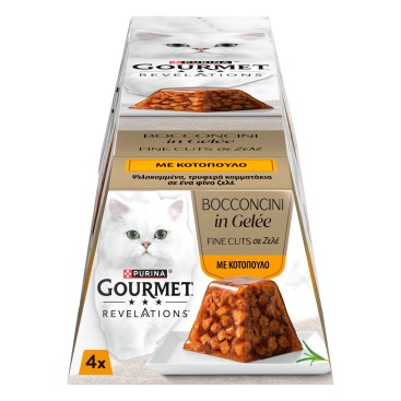 GOURMET Revelations Πολυσυσκευασία FINE CUTS Ζελέ Κοτόπουλο 4x57gr