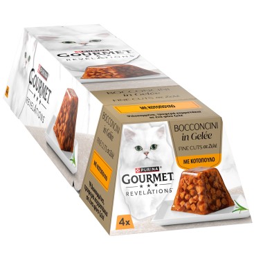 GOURMET Revelations Πολυσυσκευασία FINE CUTS Ζελέ Κοτόπουλο 4x57gr