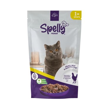 SPELLY ADULT CAT CHUNK IN JELLY (CHICKEN) POUCH 85gr