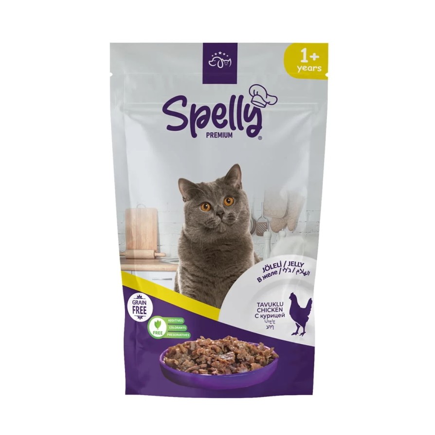 SPELLY ADULT CAT CHUNK IN JELLY (CHICKEN) POUCH 85gr SPELLY