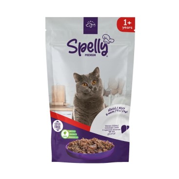 SPELLY ADULT CAT CHUNK IN JELLY (CHICKEN LIVER) POUCH 85gr
