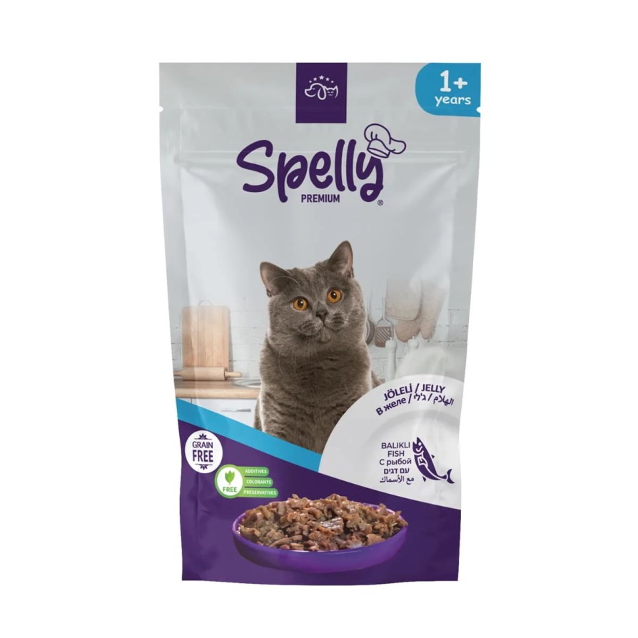 SPELLY ADULT CAT CHUNK IN JELLY (FISH) POUCH 85gr SPELLY