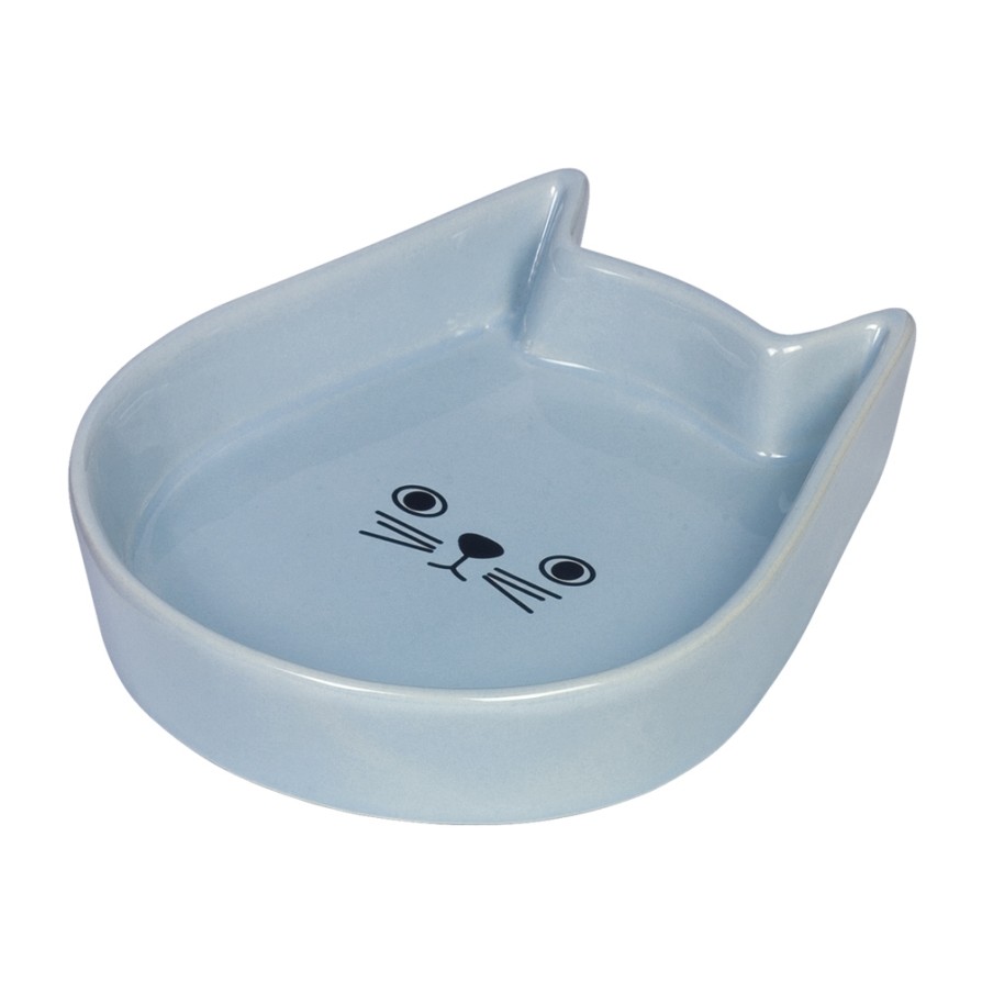 NOBBY Κεραμικό Πιάτο KITTY FACE light blue 13x16x3cm, 200ml NOBBY