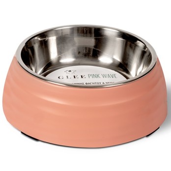 GLEE Μπόλ Μελαμίνης Φαγητού & Νερού με Ανοιξείδωτο Αποσπώμενο Κάδο Pink Wave Ροζ S 160ml