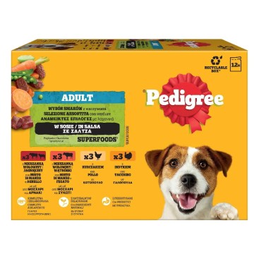 PEDIGREE ΦΑΚ. M/P ΜΟΣ ΑΡΝΙ ΚΑΡ/ ΜΟΣ ΣΥΚΩΤΙ ΛΑΧ/ ΚΟΤ ΛΑΧ/ ΓΑΛΟΠ ΚΑΡ ΣΕ ΣΑΛΤΣΑ 12x100gr