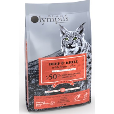 BLACK OLYMPUS L.G. CAT STERILIZED με Μοσχάρι & Κρίλ 1,5kg