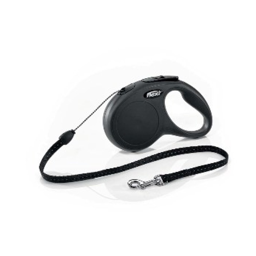 FLEXI Classic Long Κορδόνι Small Πτυσσόμενος Οδηγός ΜΑΥΡΟ 8μ. έως 20kg FLEXI