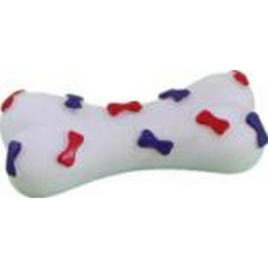 VINYL TOY FOR DOG WHITE BONE WITH BONES 9,5X3,5X2CM