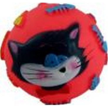 VINYL TOY FOR DOG BALL WITH CAT Ø9