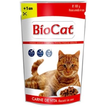 BIOCAT ADULT Κομματάκια Μοσχαριού σε Σάλτσα 100gr