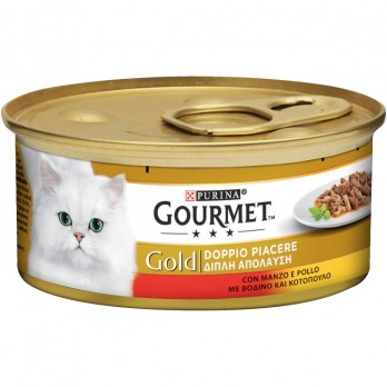 GOURMET GOLD DOUBLE PLEASURE με Βοδινό & Κοτόπουλο 85gr