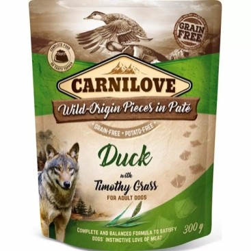 CARNILOVE DOG με ΠΑΠΙΑ & TIMOTHY GRASS 300GR