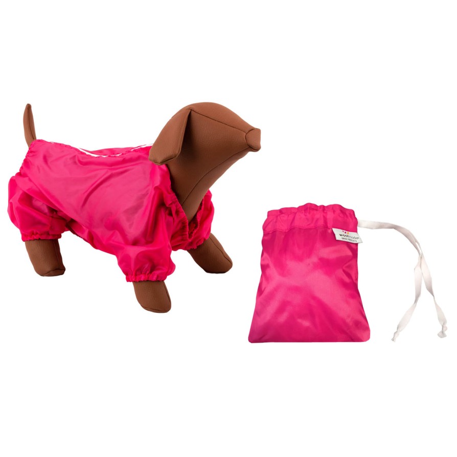 WOOF Μπουφάν αδιάβροχο σε τσαντάκι ΦΟΥΞΙΑ XL WOOFMODA