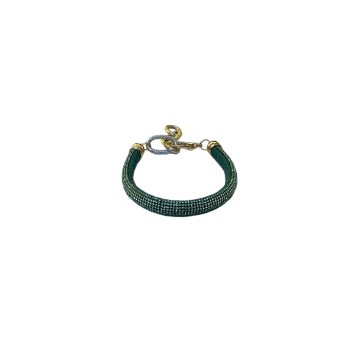 WOOF Περιδέραιο Στρογγυλό με Strass ΠΡΑΣΙΝΟ 18-23cm