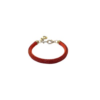 WOOF Περιδέραιο Στρογγυλό με Strass ΚΟΚΚΙΝΟ 23-28cm