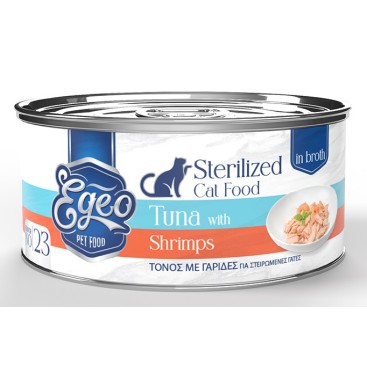 EGEO CAT STERILISED σε Ζωμό Φιλέτο Τόνου με Γαρίδες 70gr