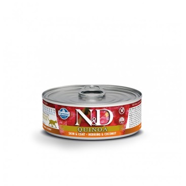 N&D CAT QUINOA WET SKIN & COAT HERRING 80GR