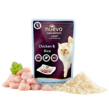 NUEVO Super-Premium CAT Light με Κοτόπουλο & Ρύζι 85gr