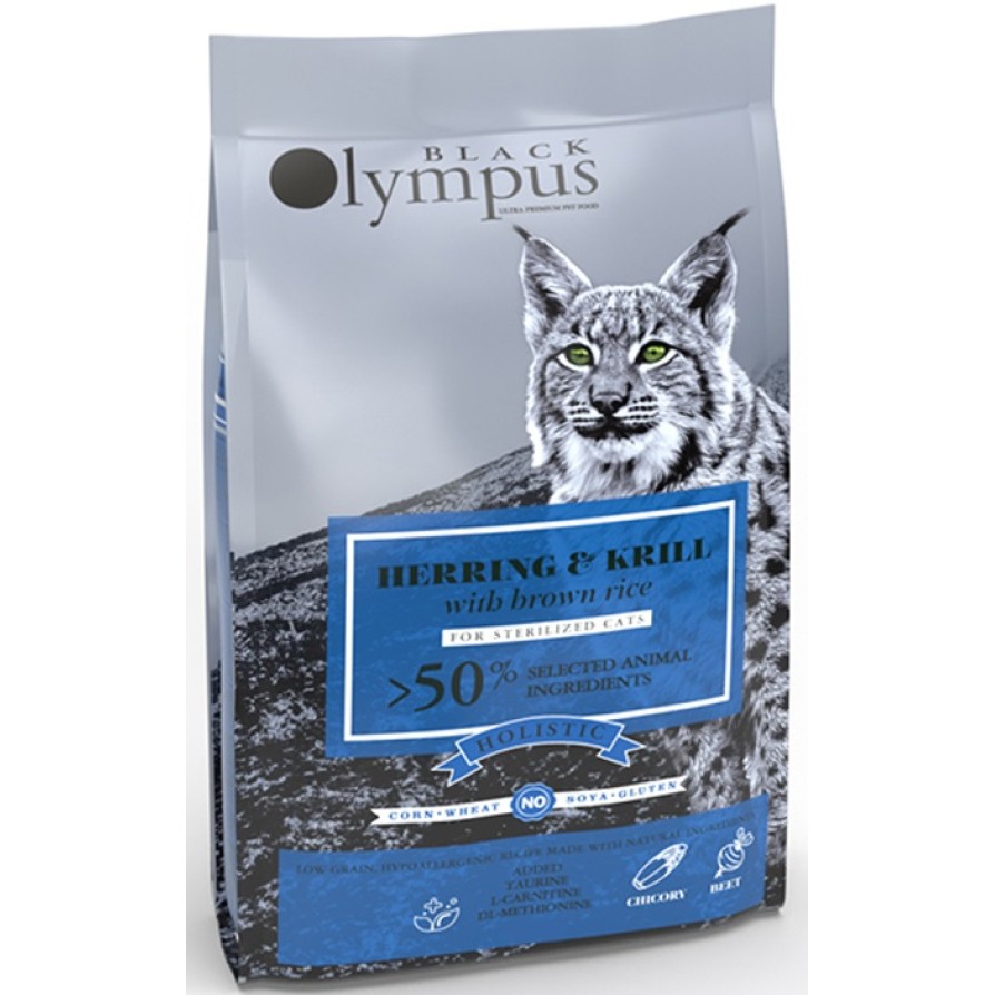 BLACK OLYMPUS L.G. CAT STERILIZED με Ρέγγα & Κρίλ 8kg BLACK OLYMPUS