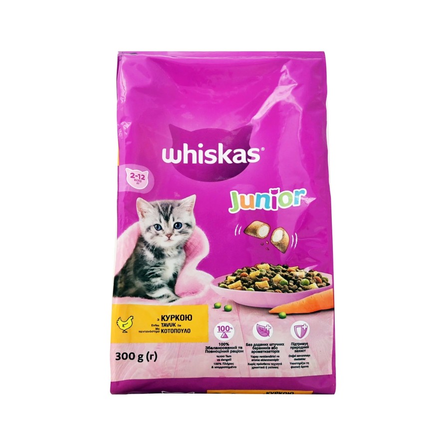 WHISKAS JUNIOR ΚΟΤΟΠΟΥΛΟ & ΓΕΜ.ΚΡΟΚΕΤΕΣ 300g WHISKAS