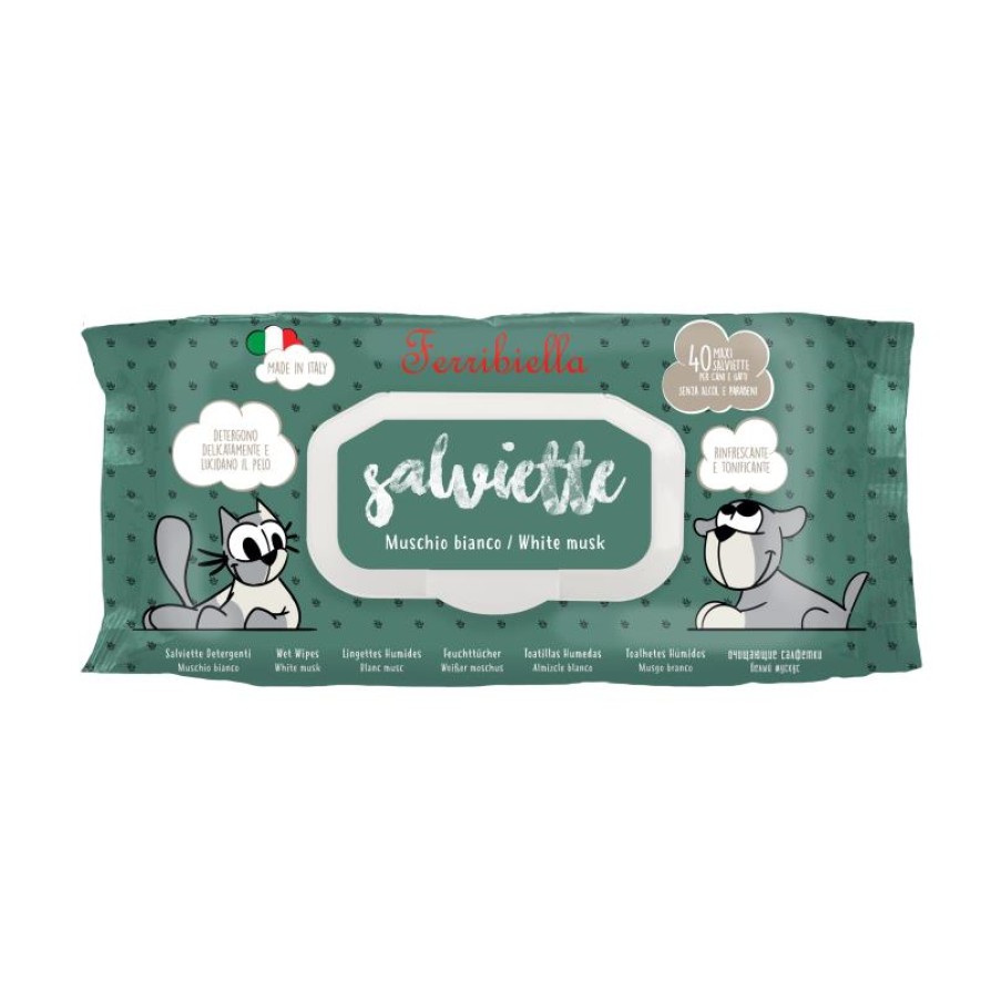 DIS.WET WIPES WHITE MUSK 40PC FERRIBIELLA