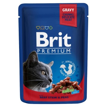 BRIT PREMIUM CAT σε Σάλτσα με Μοσχάρι Στιφάδο & Αρακάς 100gr
