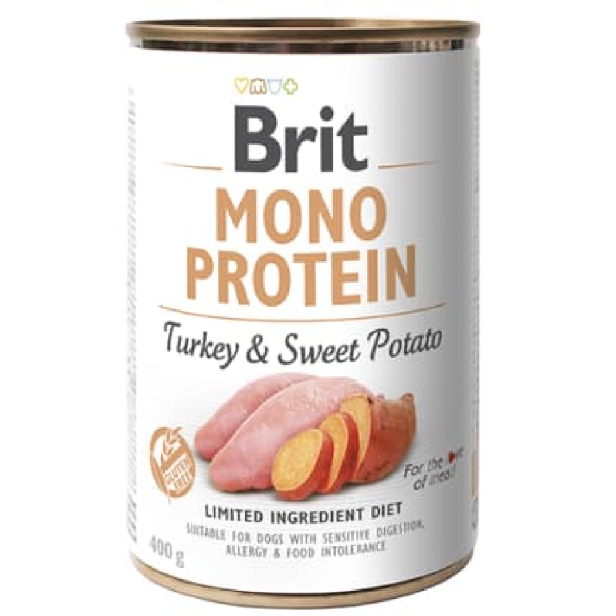 BRIT DOG CANS MONOPROTEIN TURKEY & SW.POTATO 400G BRIT