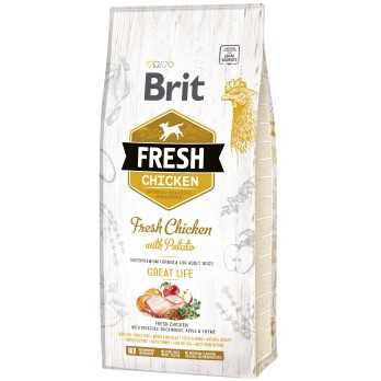 BRIT FRESH Adult Dog for Great Life με Φρέσκο Κοτόπουλο & Πατάτα 12KG