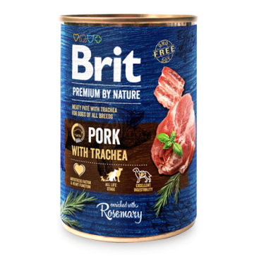 BRIT PREMIUM CANS PORK WITH TRACHEA 800GR