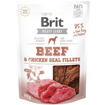 BRIT MEATY JERKY SNACK με ΦΙΛΈΤΟ ΒΟΔΙΝΟΎ 80GR