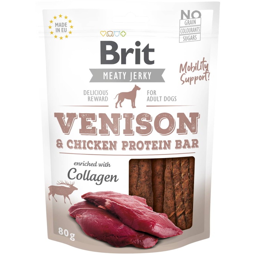 BRIT MEATY JERKY SNACK PROTEIN BAR με ΕΛΆΦΙ 80GR BRIT