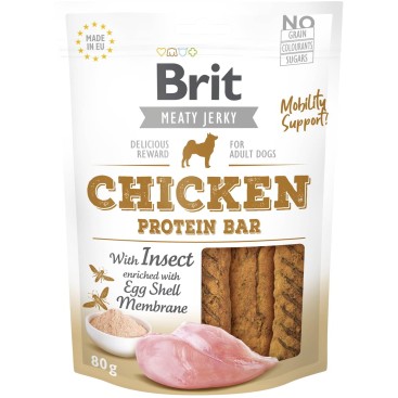 BRIT MEATY JERKY SNACK PROTEIN BAR με ΚΟΤΌΠΟΥΛΟ & ΈΝΤΟΜΑ 80GR *προς Κ*
