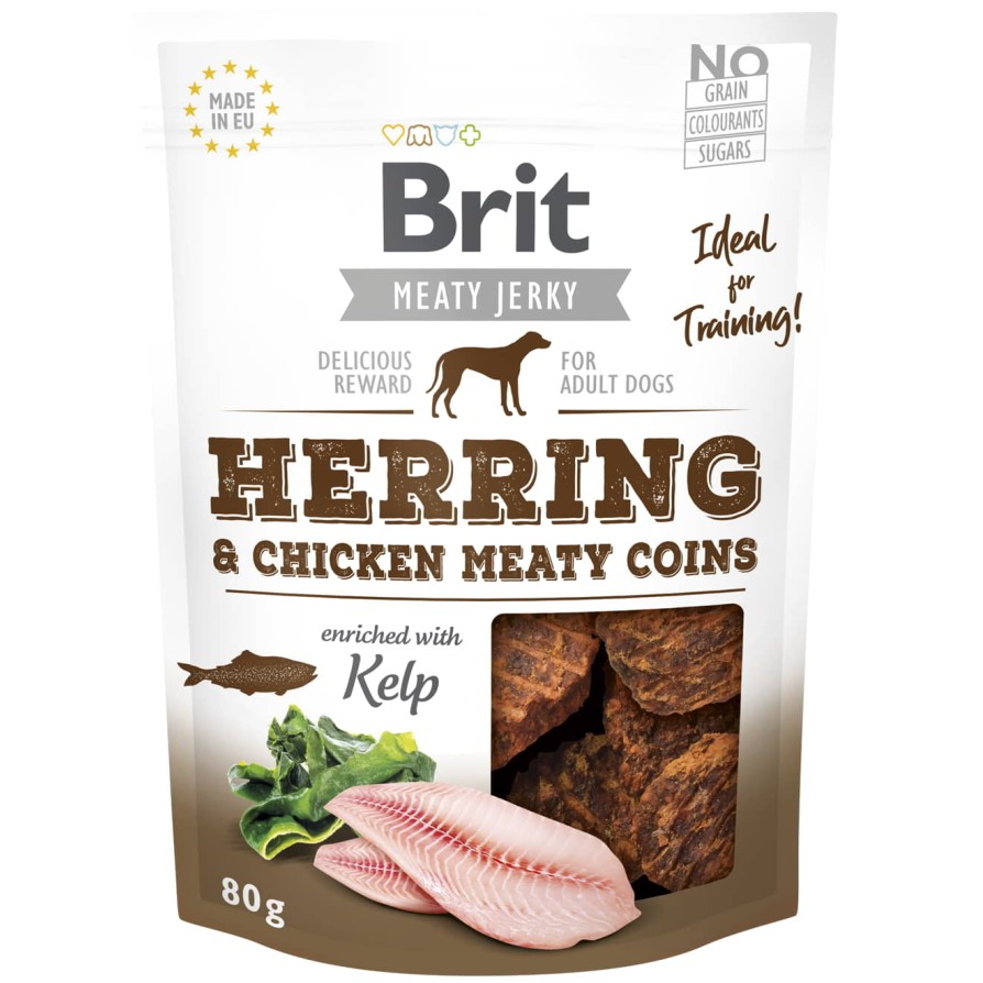 BRIT DOG SN JERKY HERRING M. COINS 80G BRIT
