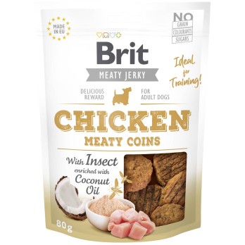 BRIT MEATY JERKY SNACK COINS με ΚΟΤΌΠΟΥΛΟ & ΈΝΤΟΜΑ 80GR