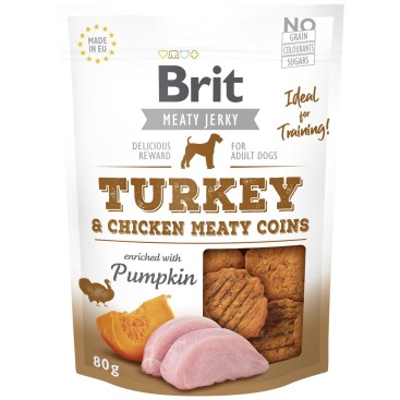 BRIT MEATY JERKY SNACK COINS με ΓΑΛΟΠΟΎΛΑ 80GR