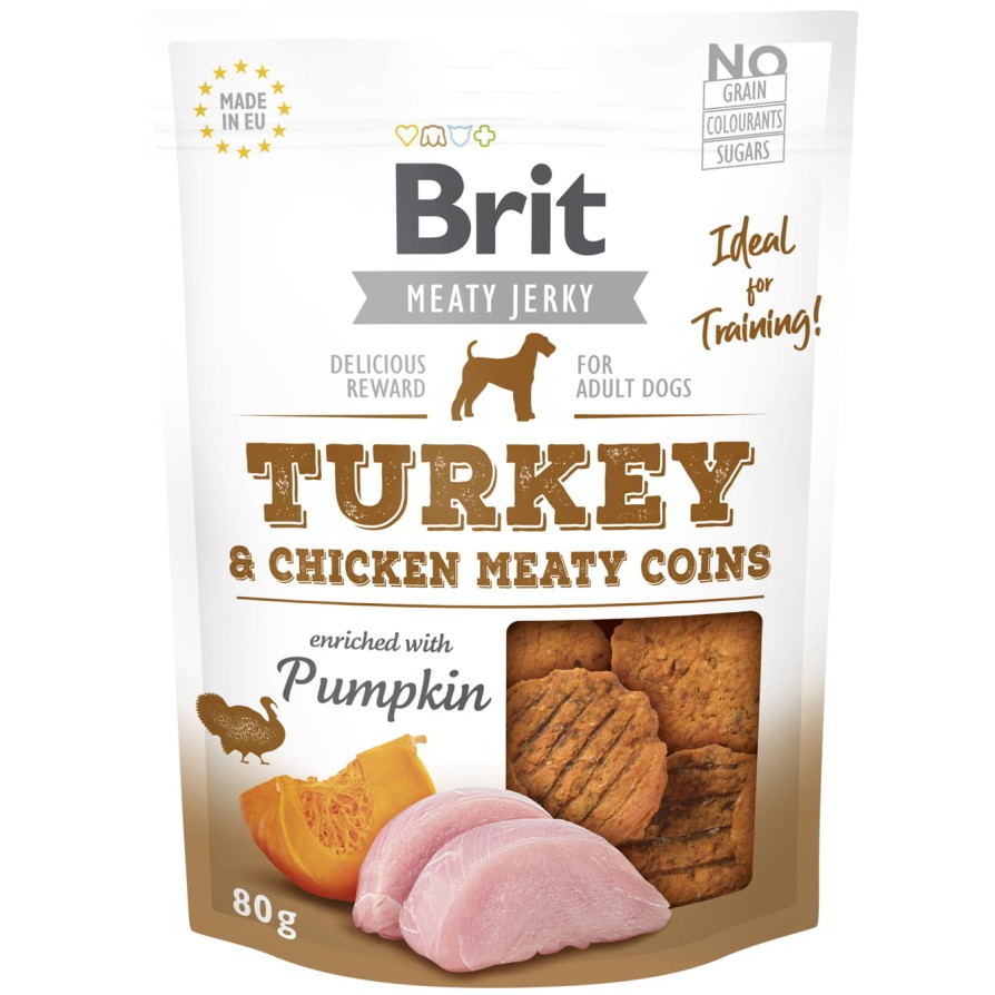 BRIT MEATY JERKY SNACK COINS με ΓΑΛΟΠΟΎΛΑ 80GR BRIT