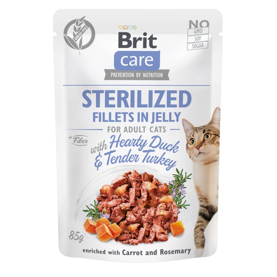 BRIT CARE CAT ΦΑΚΕΛΆΚΙ FILLET JELLY STERILISED DUCK 85GR BRIT