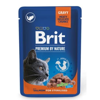 BRIT PREMIUM CAT ΦΑΚΕΛΑΚΙ STERILISED SALMON 100GR