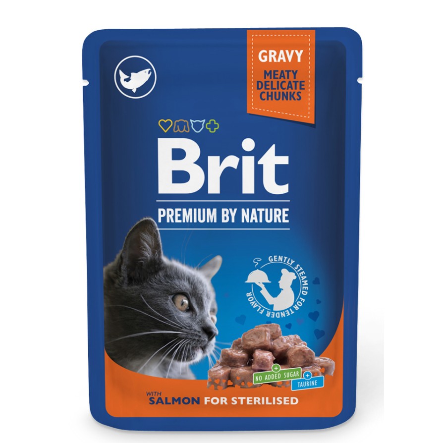 BRIT PREMIUM CAT ΦΑΚΕΛΑΚΙ STERILISED SALMON 100GR BRIT