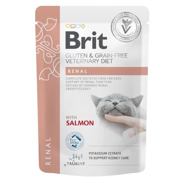 Brit VD GF Cat Fillets in Gravy Pouches Renal 85gr