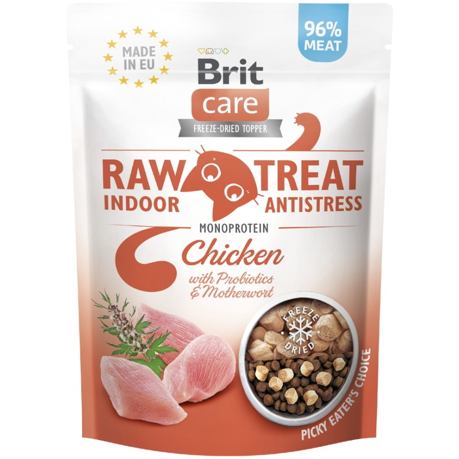 Brit Care Cat Raw Treat Indoor & Antistress με Κοτόπουλο, προβιοτικά & δρόγη 40gr BRIT