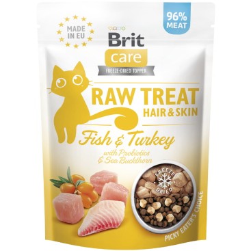 Brit Care Cat Raw Treat Hair & Skin με Ψάρι & Γαλοπούλα 40gr