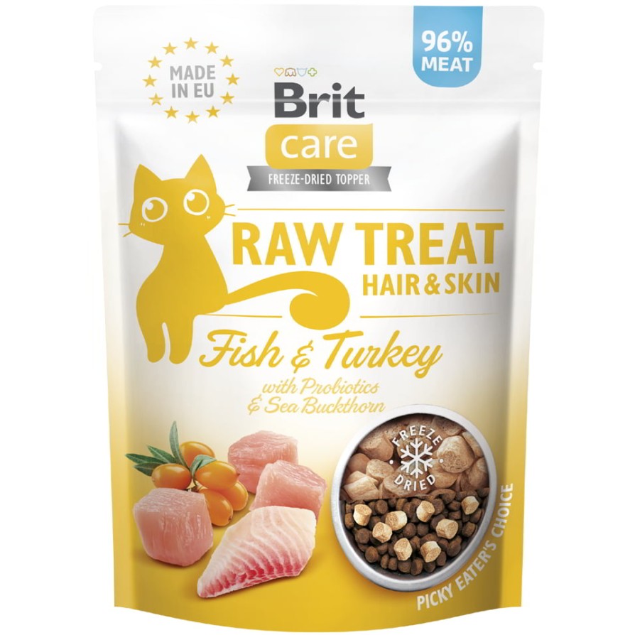 Brit Care Cat Raw Treat Hair & Skin με Ψάρι & Γαλοπούλα 40gr BRIT