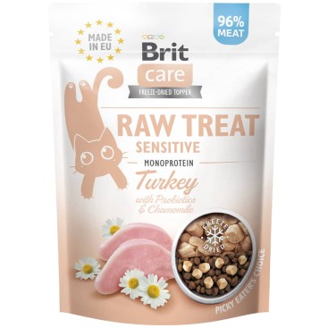 Brit Care Cat Raw Treat Sensitive με Γαλοπούλα, προβιοτικά & χαμομήλι 40gr