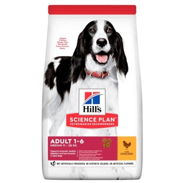 HILL'S SP CANINE Adult Medium Κοτόπουλο 10kg + 4kg Δώρο