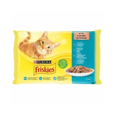 FRISKIES Wet Cat Θαλασσινών σε Σάλτσα 4x85gr (Πολυσυσκευασία)