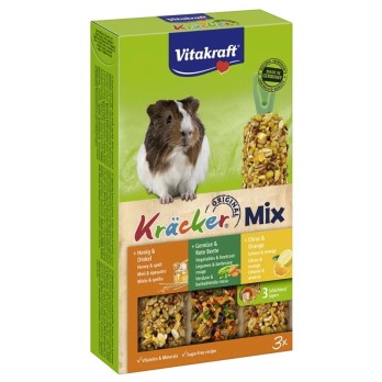 VITAKRAFT KRACKER TRIO για Ινδικά Χοιρίδια Λεμόνι/Πορτοκάλι-Λαχανικά/Παντζάρι-Μέλι/Σιτάρι 3sticks
