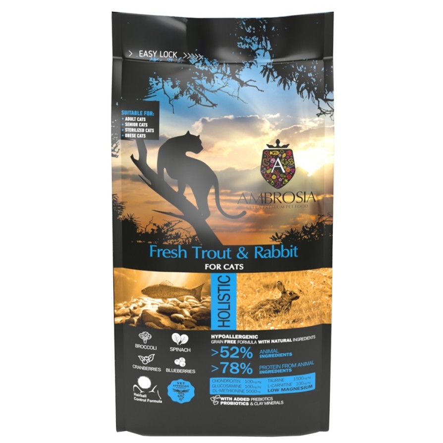 AMBROSIA GRAIN FREE STERILIZED CAT FRESH TROUT & RABBIT 1,5kg AMBROSIA
