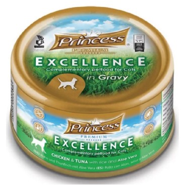 PRINCESS EXCELLENCE με Κοτόπουλο, Τόνο, Ρύζι & Aloe Vera 70gr