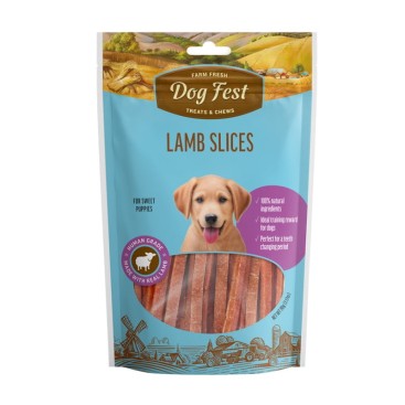 DOGFEST PUPPY LAMB SLICES 90GR